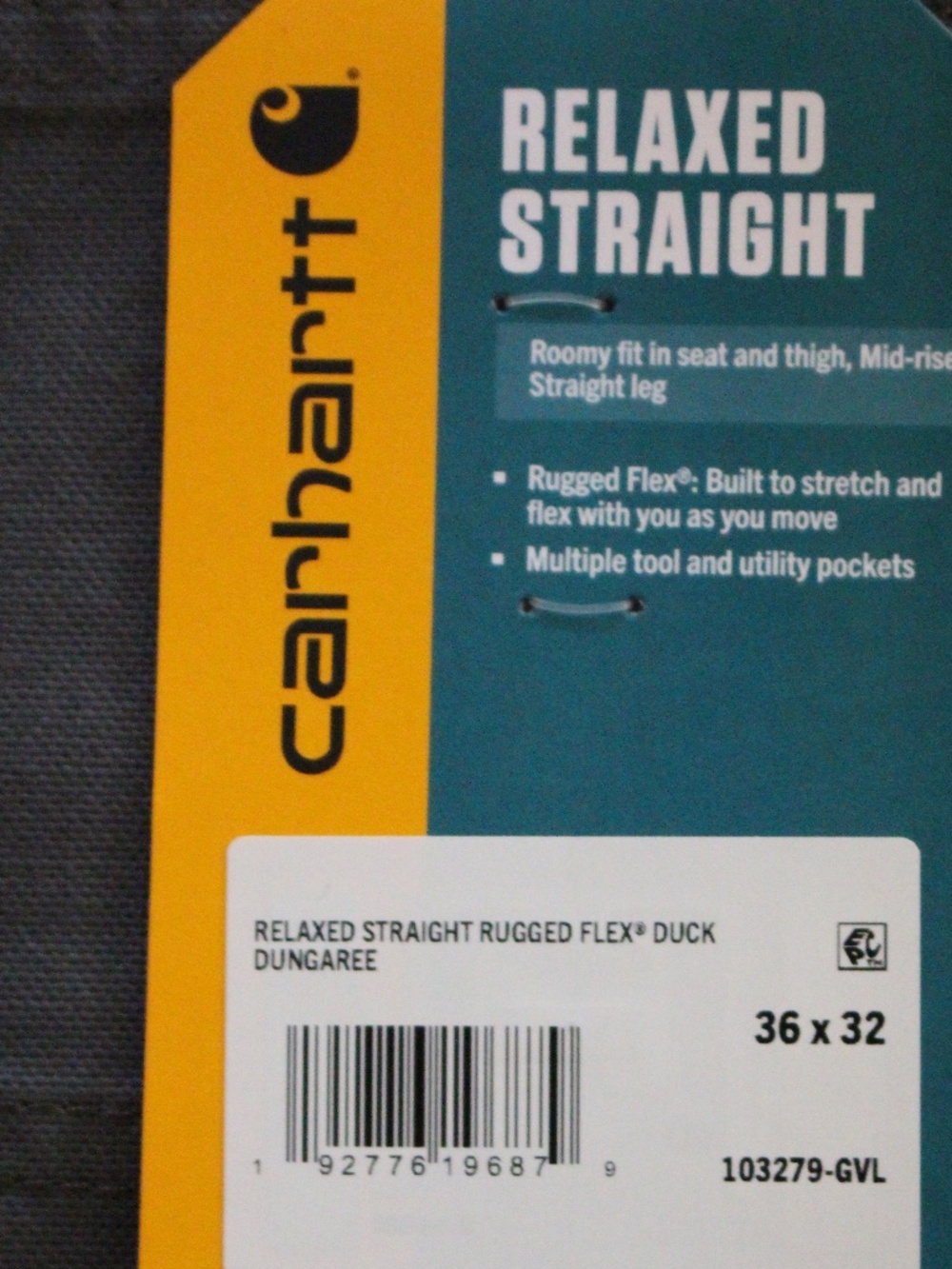 Carhartt, relaxed straight rugged Flex Duck Dungaree. 36x32 - Picture 7 of 8